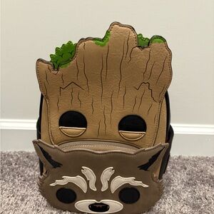 Groot and Rocket Loungefly Disney Mini Backpack